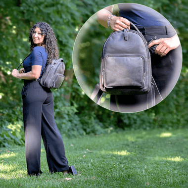 Concealed Carry Reese Unisex Backpack - Women Gun Owner Bag - Outdoor Conceal Carry - Easy CCW - Locking Gun Bag - Easy Draw Conceal Carry - Women Gun Users - gun carrier backpack - best gun carrying backpack- best gun carry backpack - Pistol and Firearm Bag - Western Hide Backpack - Boho Stylish Backpack for Women - Universal Holster Bag - Marley Unisex Backpack - Women's Concealed Carry Bagpack - premium leather backpack