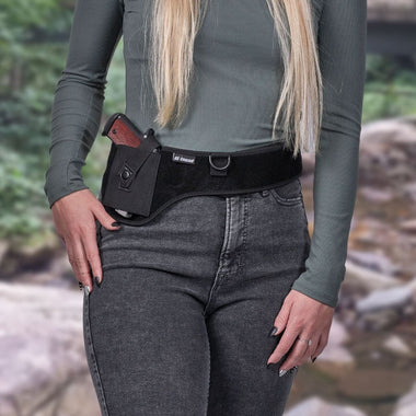 Unisex Simple Belly Band by DS Conceal - Fast Draw Gun Holster for women and men Unisex - Unisex Simple Belly Band - DS Conceal Fast Draw Gun Holster - Leather Belly Band pistol bag - Tactical womans purse for pistol - Concealed Belly Band - most popular crossbody bag - crossbody handgun bag - crossbody bags for everyday use - Lady Conceal -