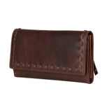 Hope RFID Leather Laced Wallet - Matching Wallet for Conceal Carry Purse - brown leather clutch wallet - leather clutch wallet purse bag - classic leather clutch wallet - gray leather clutch wallet small wallets for women - mini wallet - ladies wallet purse - women wallet sale - best small wallets for women