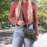 The Concealed Carry Natasha Crossbody -  Locking zippers and universal holster -  Leather Crossbody pistol bag -  Tactical womans purse for pistol -  Concealed Carry Purse -  most popular crossbody bag -  crossbody handgun bag -  crossbody bags for everyday use -  Lady Conceal -  Unique Hide Purse -  Locking YKK Purse -  Fanny Pack for Gun and Pistol -  Easy CCW -  Fast Draw Bag -  Secure Gun Bag