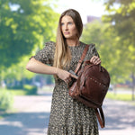 Concealed Carry Sawyer Leather Backpack -  Locking YKK Holster Purse -  Women Bag for Gun -  Gun Owner Outdoor Bag -  Outdoors Gun Bag -  Women's Conceal Carry Purse for Firearm -  Women Gun Users -  gun carrier backpack -  best gun carrying backpack-  best gun carry backpack -  Pistol and Firearm Bag -  Western Hide Backpack -  Boho Stylish Backpack for Women -  Universal Holster Bag -  Marley Unisex Backpack - Women's Concealed Carry Bagpack -  premium leather backpack